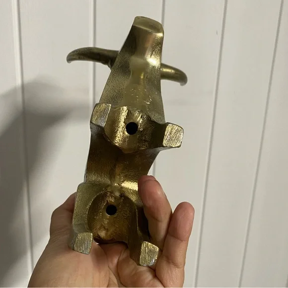 Metal brass gold tone Bull sculpture decor